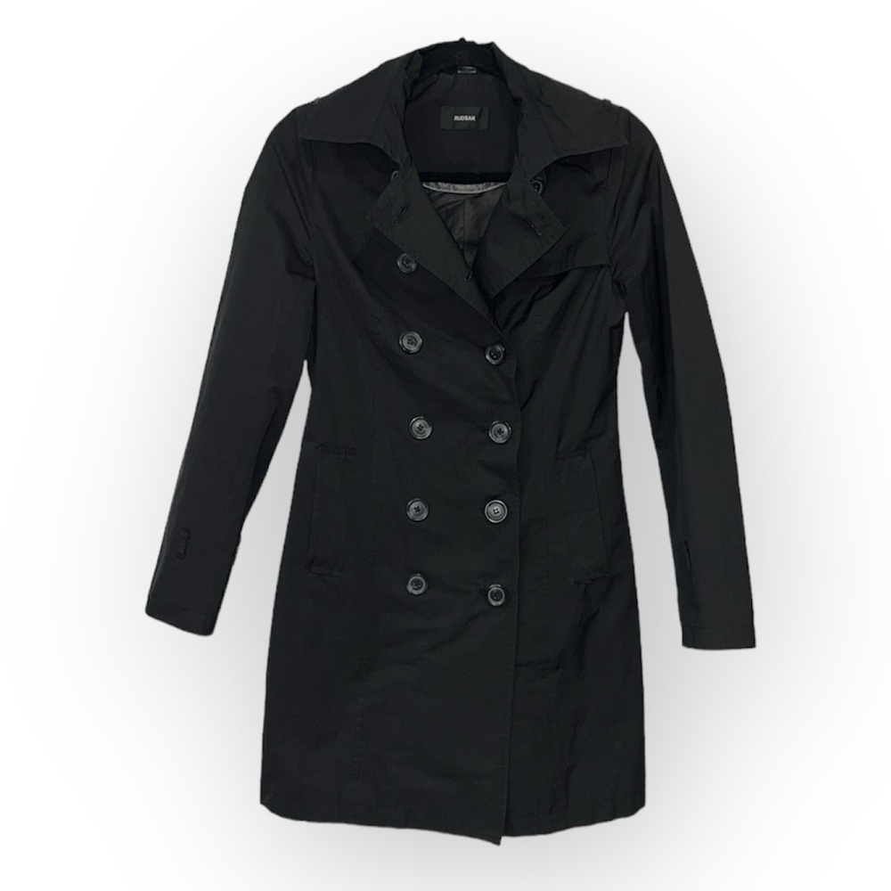 Rudsak Black Double Breasted Trench Jacket size XS